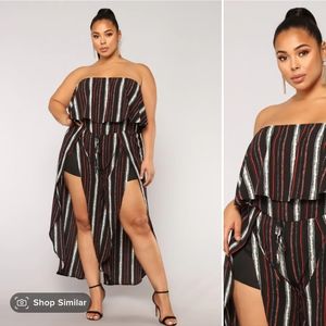 Striped open leg Jumpsuit